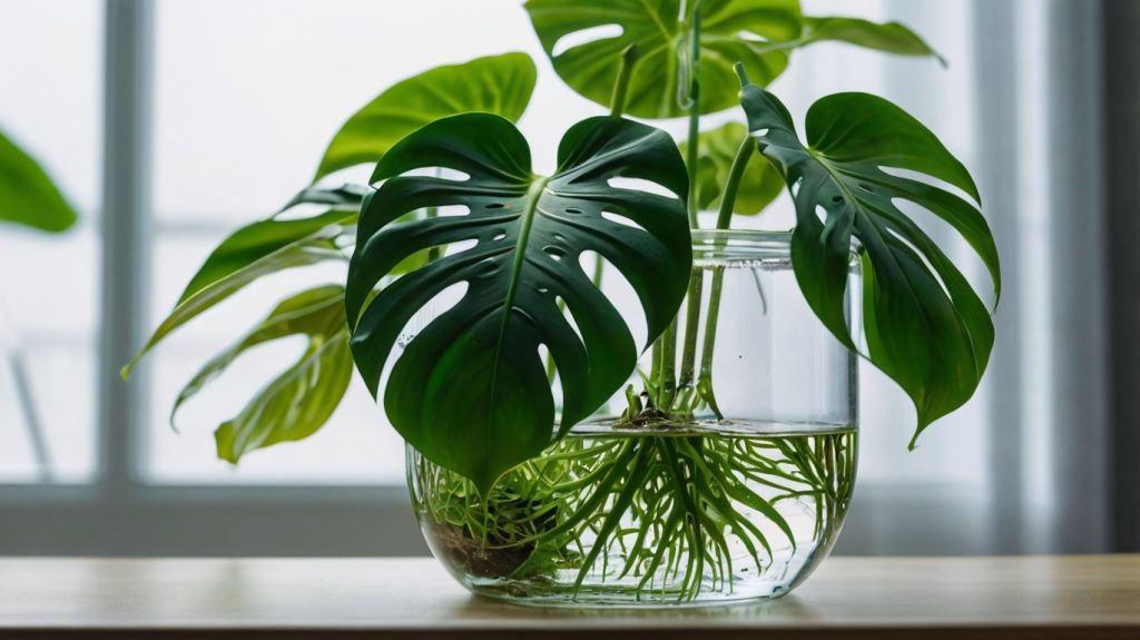 水耕栽培のモンステラ