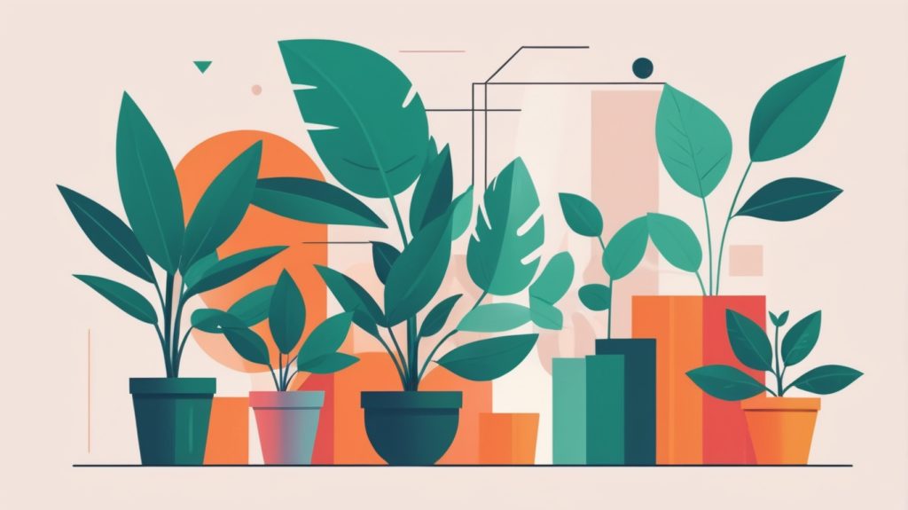 植物の健康を表しているフラットな画像