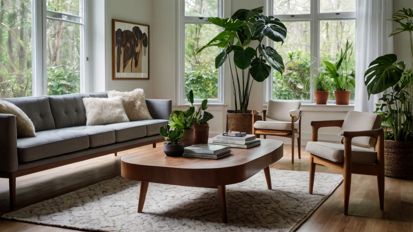 モンステラなどの観葉植物が飾ってある明るい部屋