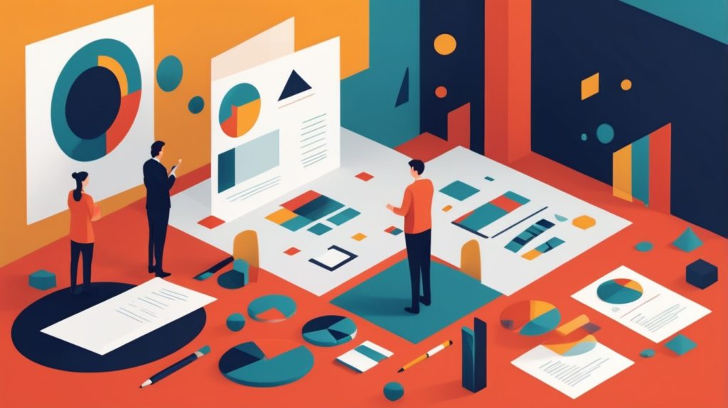 情報が書かれた紙の周りで考えている人たち