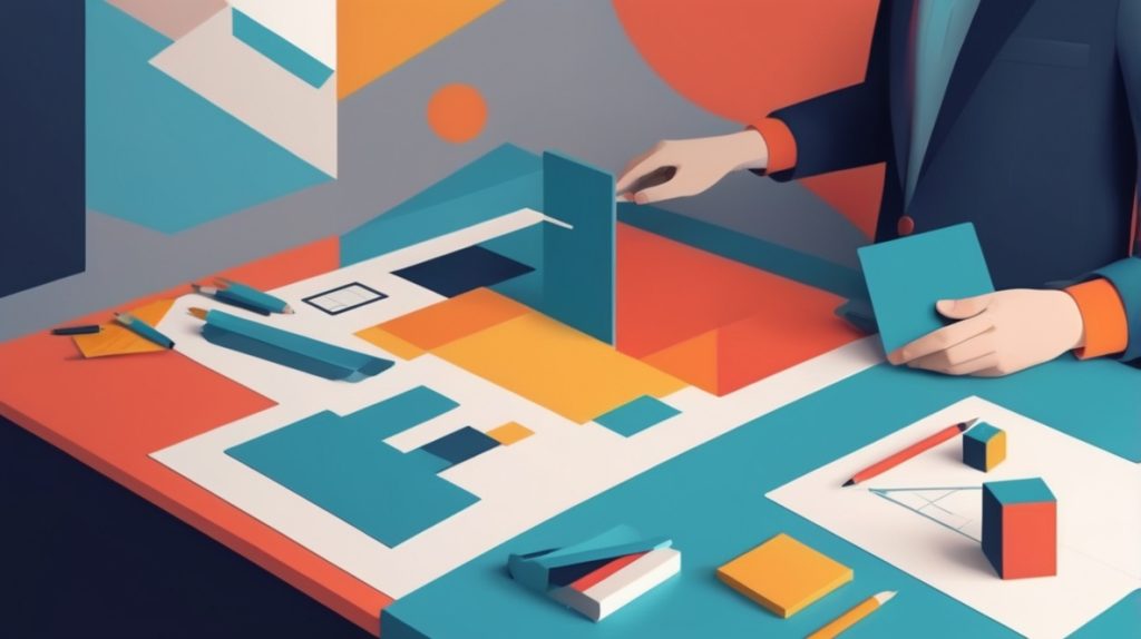 設計図を作成している人