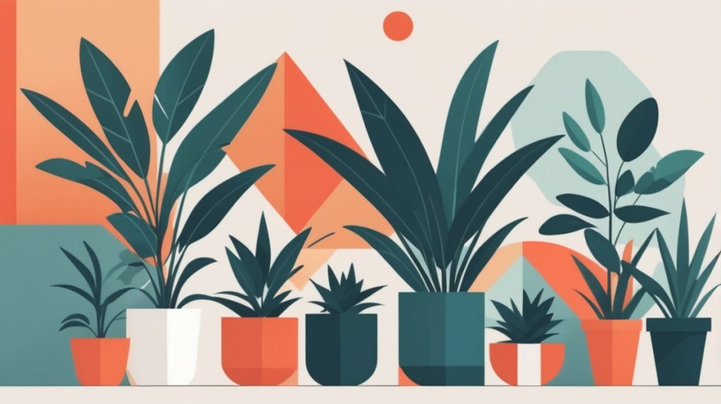 横に並んだ観葉植物