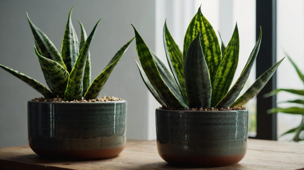 鉢植えに入った2つのサンスベリア