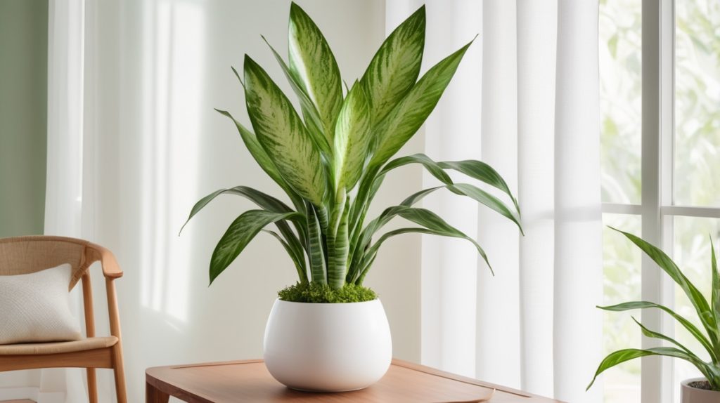 窓際に飾られたサンスベリア