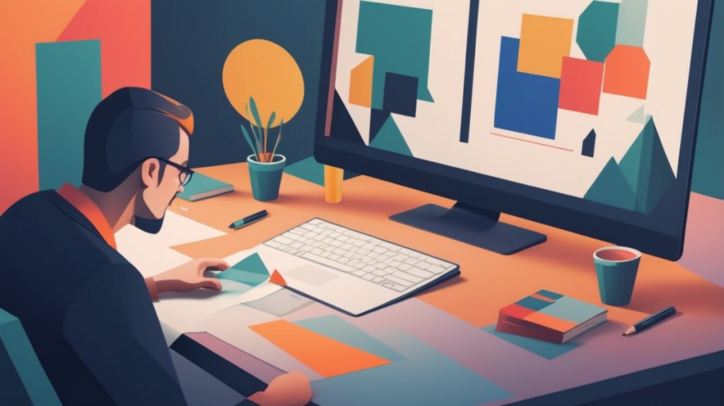 パソコンの前に座る男性