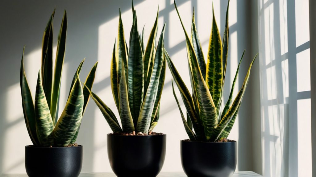 窓際の３つのサンスベリア
