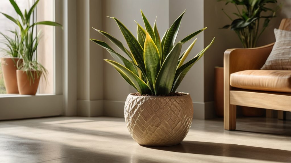 部屋に飾られたサンスベリア