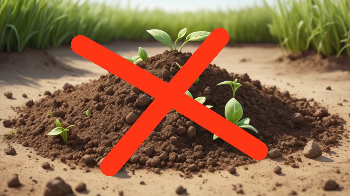 土にバツマーク