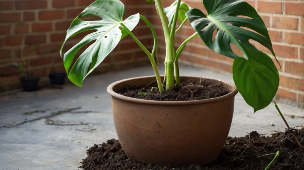 植え替えをしているモンステラ