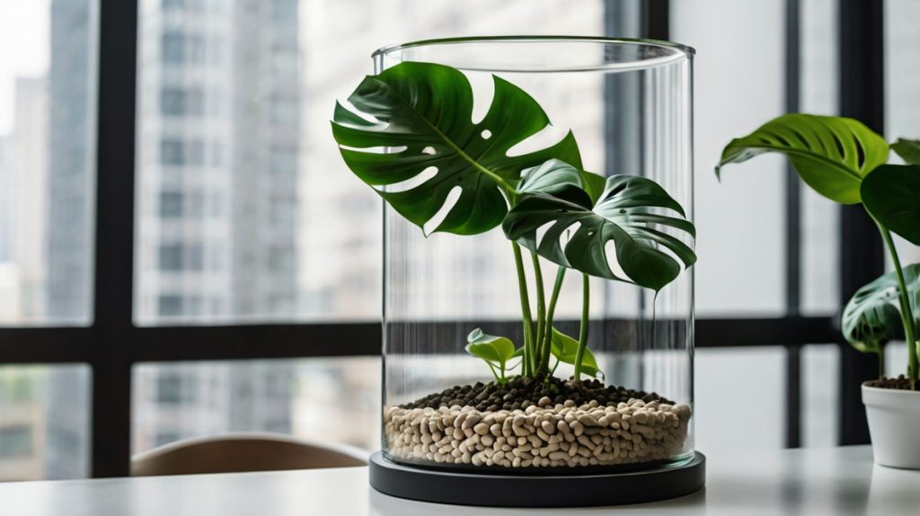 水耕栽培のモンステラ