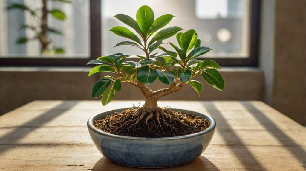 細いままの挿し木のガジュマル