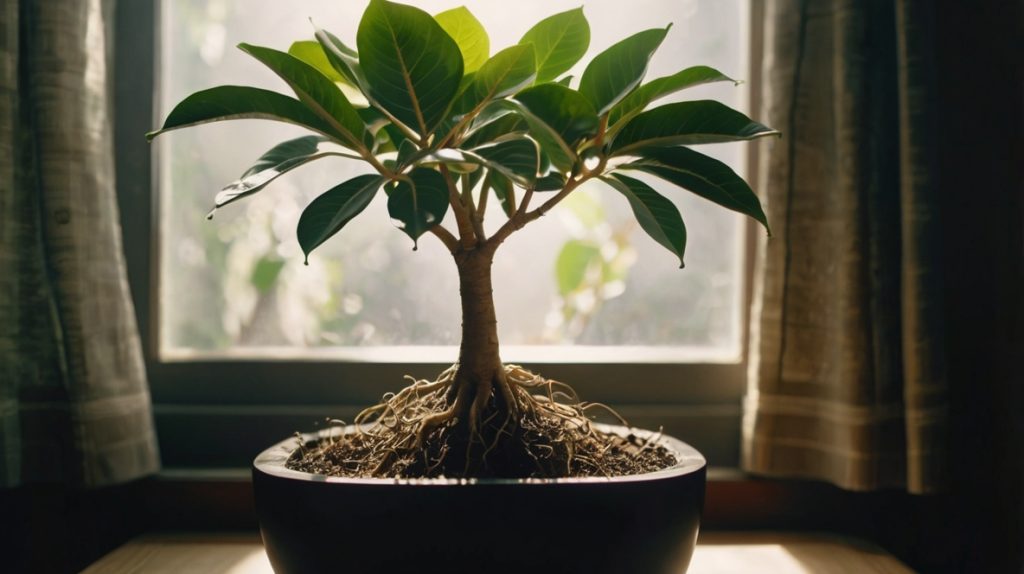 細い挿し木のガジュマル