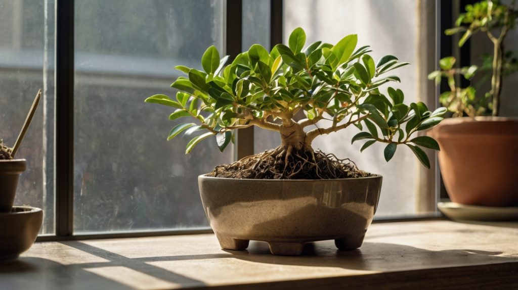 細いままの挿し木のガジュマル