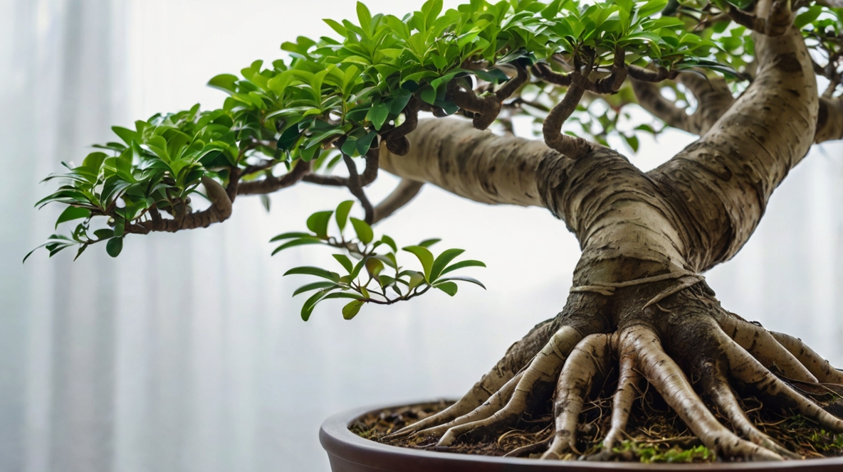 太い気根が生えているガジュマル