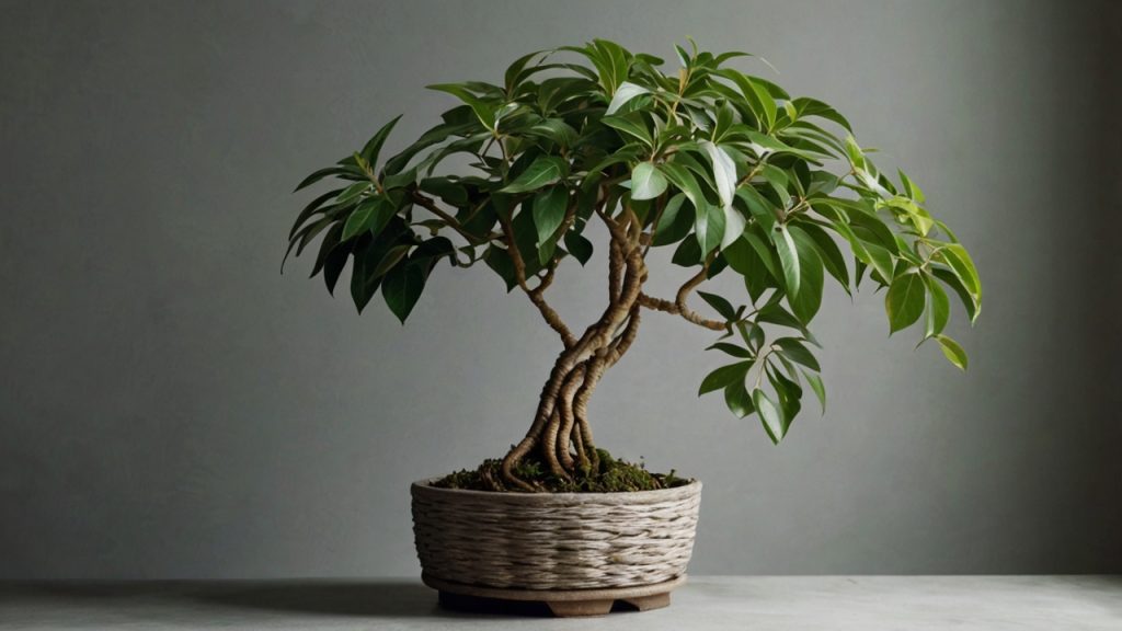 ガジュマルの枝を束ねて編み込む基本手順